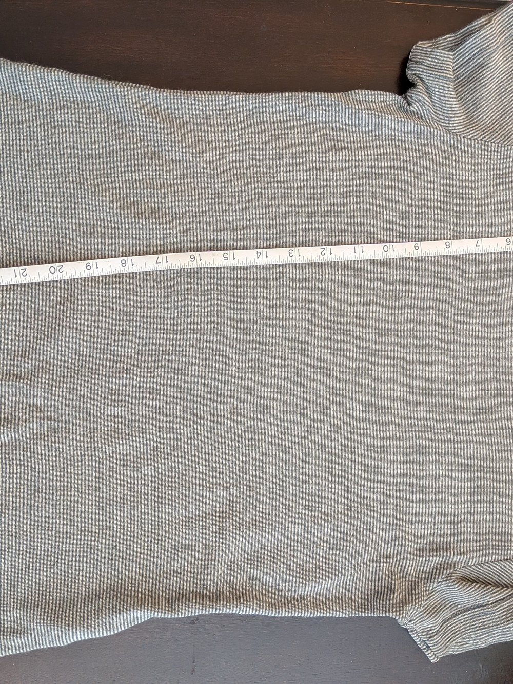 100% merino wool striped crewneck tee - Gray/green - Picture 4 of 5